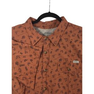 Eddie Bauer  Shirt Men's 2X Large‎ Orange Short Sleeve Button Up